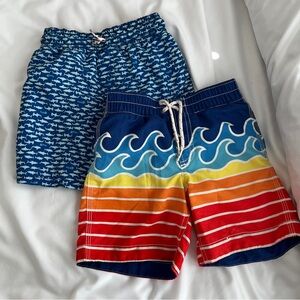 4T boys swim trunks (2 sets sold together). Fish is Oshkosh, rainbow is gap